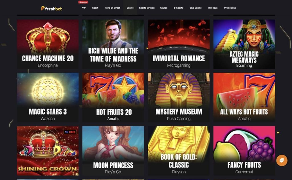Freshbet Casino jeux