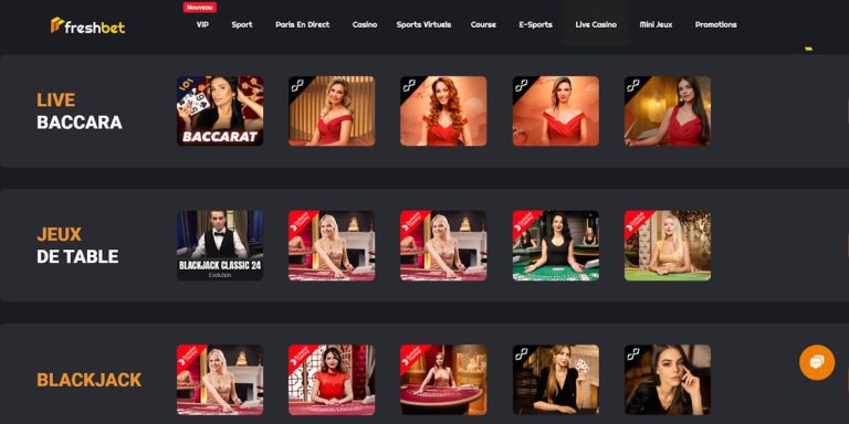 Freshbet Casino live